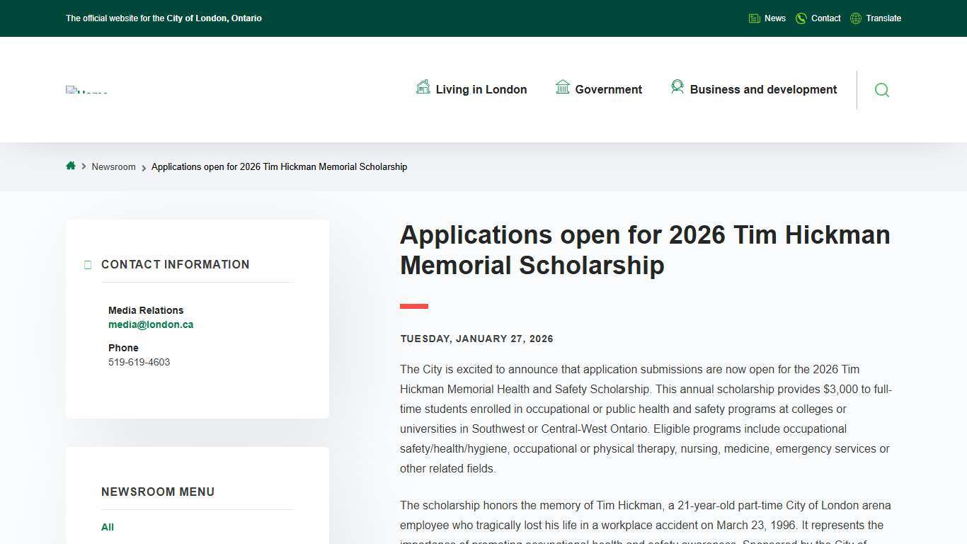 Applications open for 2026 Tim Hickman Memorial Scholarship City of London